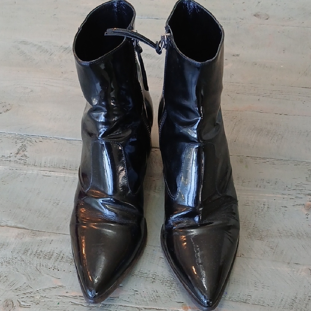 Miu Miu Shiny Black Ankle Booties